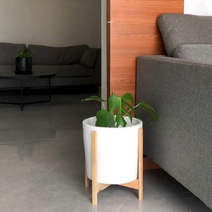 vas bunga aesthetic 30 CM- Pot bunga besar hiasan rumah premium keramik