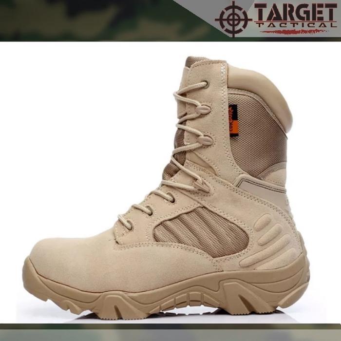 Tactical Delta Sepatu Tactical Delta 8 Inci dengan Ritsleting YKK - Sepatu PDL Pria Anti Slip - Krem