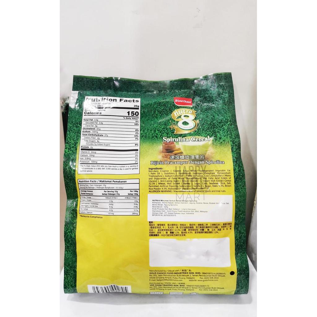 Gold Choice Nutra 8 Spirulina Cereal 525G/Black Sesame Sereal Import Tbk