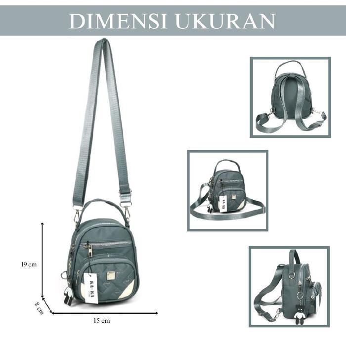 Elizabeth - K-K Backpack Tas Ransel Mini 3In1 Wanita Multifungsi Bahan Nilon Motif Bordir