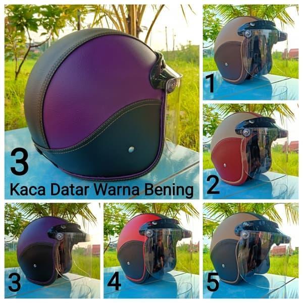 Helm Dewasa Bogo Kaca Datar Warna Bening