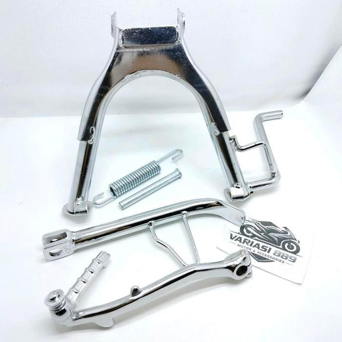 paket standar tengah mio sporty plus standar samping plus selahan chrome plus AS chrome plus per