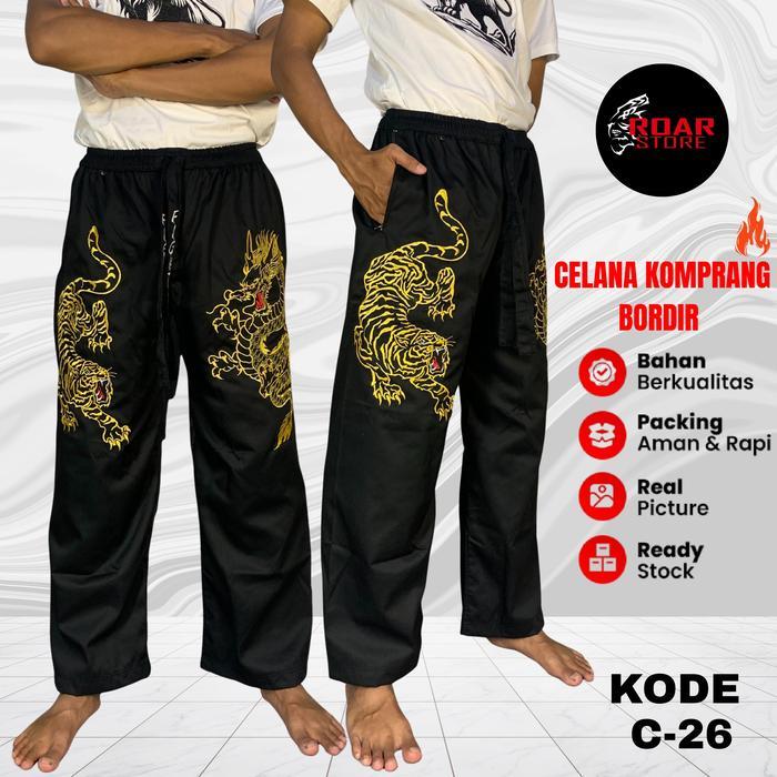 Celana Pangsi Harimau Naga Komprang Bordir Drill Nyaman Bahan Berkualitas Pasti Promo