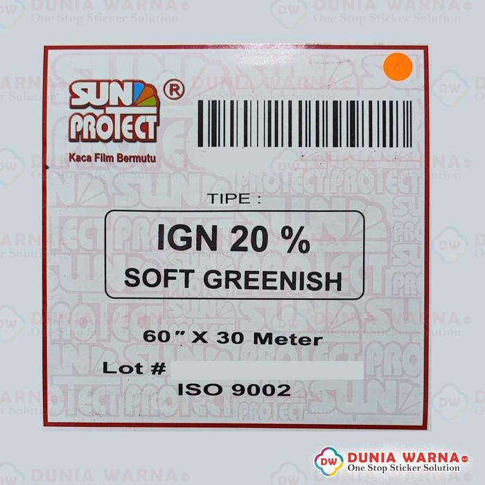 Roll IGN 20 Soft Greenish SUN PROTECT Kaca Film Sparta Hijau 20 persen Merk SUNPROTECT