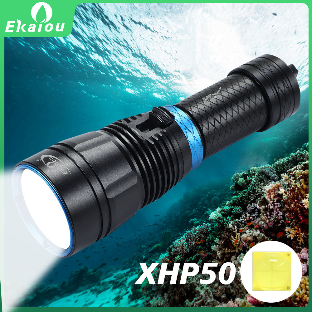 IPX8 Waterproof Professional Powerful Super Bright XHP50 LED Scuba Diving Flashlight Diver