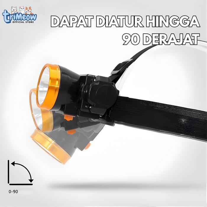 "New" Senter Kepala LED 35W/50W/80W Headlamp Dual Cahaya Putih & Kuning Rechargeable Sorot Jauh