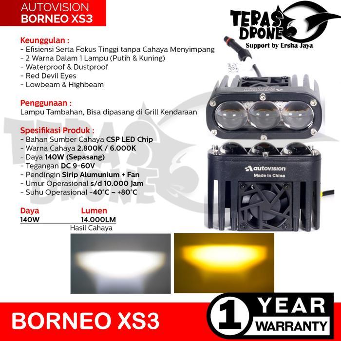 Mini Biled Projector Autovision Borneo Xs3 140Watt - Biled 3 Lensa