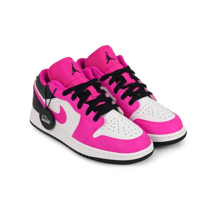 Air Jordan Low Sepatu Sneakers Anak Perempuan Kulit Sintetis Warna Pink Hitam dengan Sol Karet Model