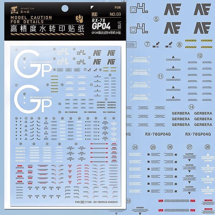 RE/100 GUNDAM GP04 GERBERA WATER DECAL ARTISAN'S CLUB