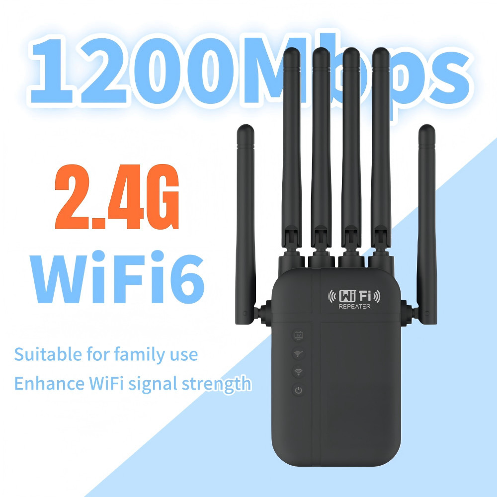 Dual Band WiFi Signal Repeater 2.4G/5G 1200Mbps Extender Wall Penetrating 10000 Square Feet Coverage
