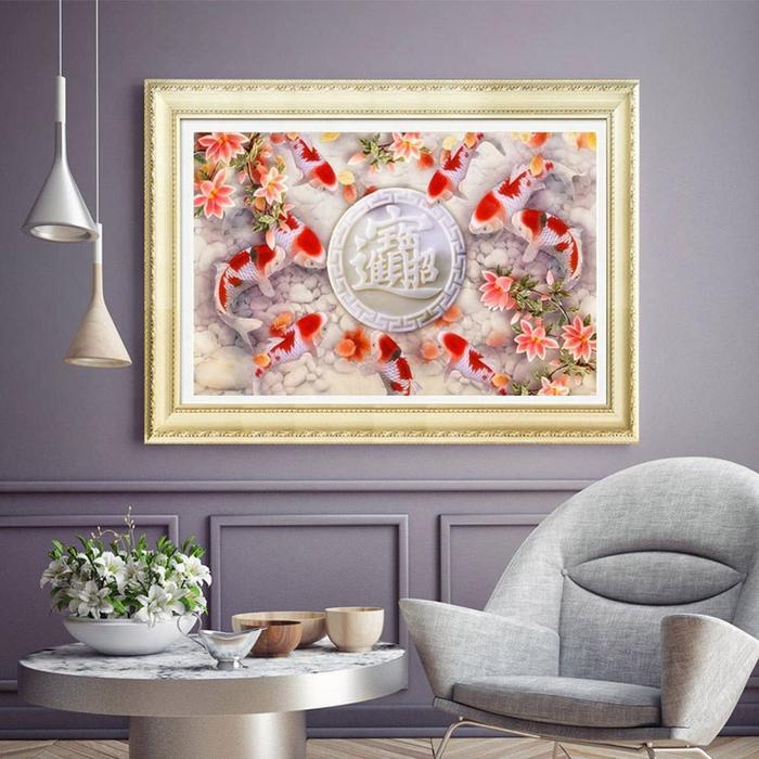 TERUJI DIY Diamond Painting Full sembilan ikan koi rezeki 6040 cm D834