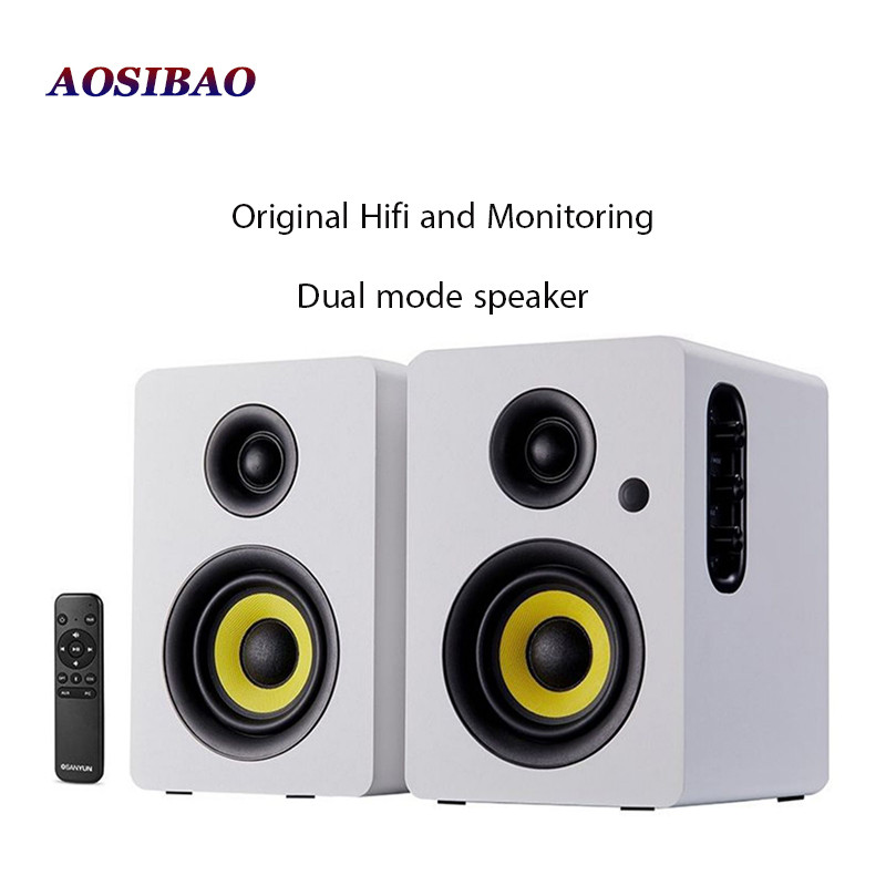 4 Inch Super Bass Speakers 80W Active Speaker 2.0 HiFi Wooden Monitor Speakers Computer USB TV