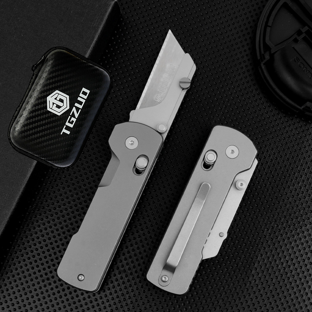 Utility Knife Titanium Alloy Folding Knife Pocket Knife EDC Wallpaper Cutter Paper Knife Replaceable