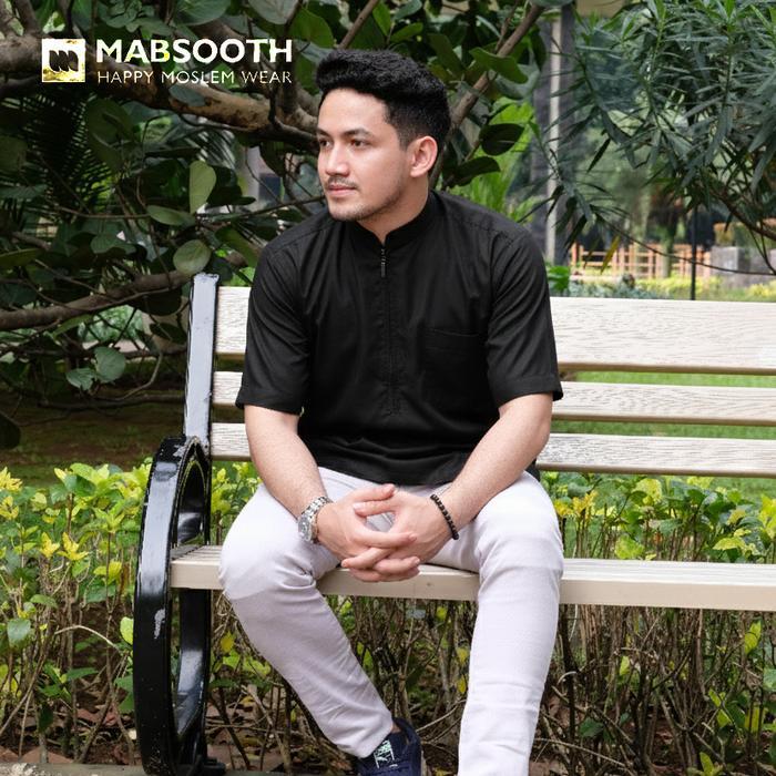 MABSOOTH Koko Pria Baju Koko Pria Lengan Pendek Half Zip Polos Warna Putih Ukuran S Pria Lengan Pend