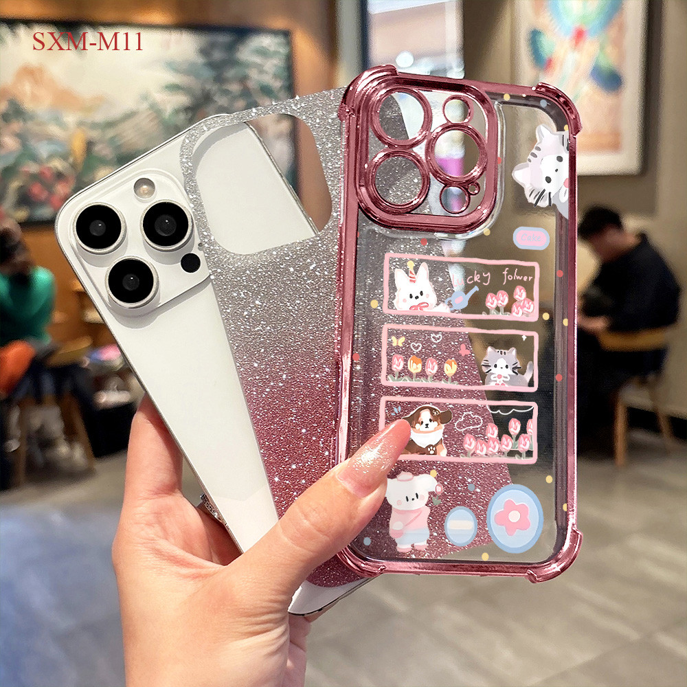 Casing HP Softcase Glitter Berkilau Untuk Samsung Galaxy M12 M11 Anti Jatuh Kartun Lucu Murah Ready 