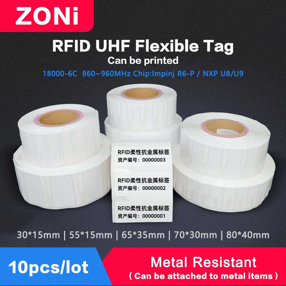 RFID UHF Tag Flexible Anti metal Sticker 18000-6C 860-960MHz RFID UHF Sticker Electronic Smart label