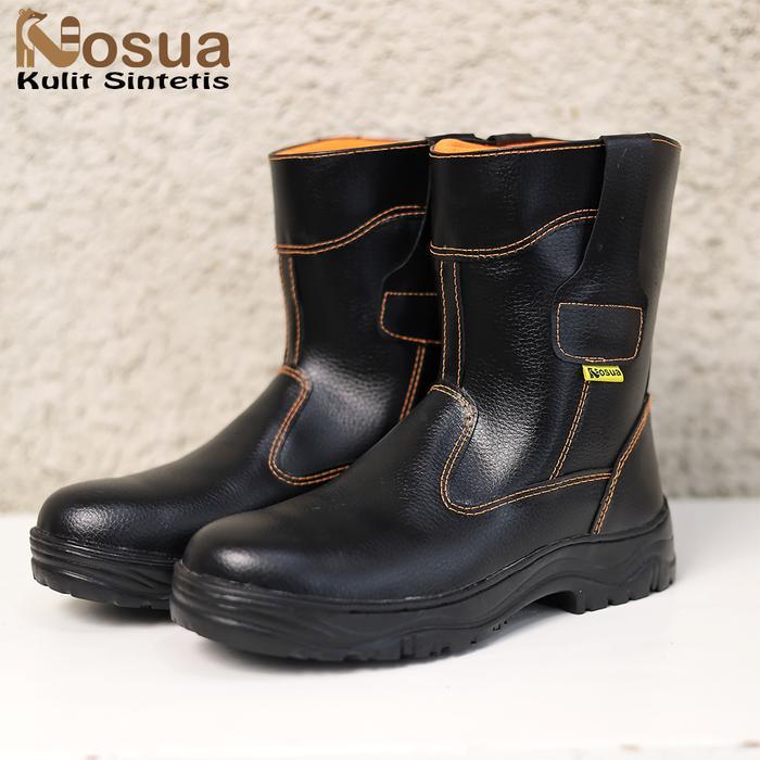 Sepatu Safety Boot Pria Sepatu Kerja proyek Lapangan Sefty Kulit Sintetis