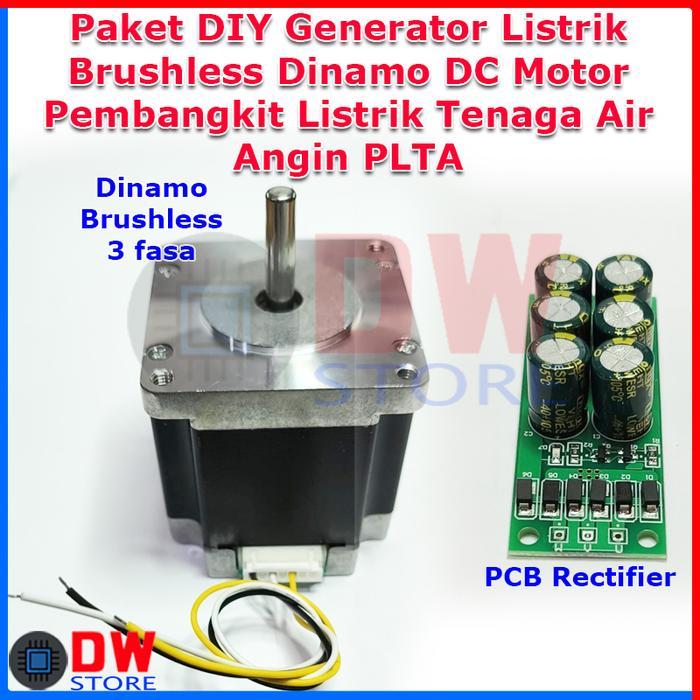 PAKET DIY KIT MINI GENERATOR PEMBANGKIT LISTRIK TENAGA ANGIN AIR PLTA DINAMO DC MOTOR BRUSHLESS BLDC