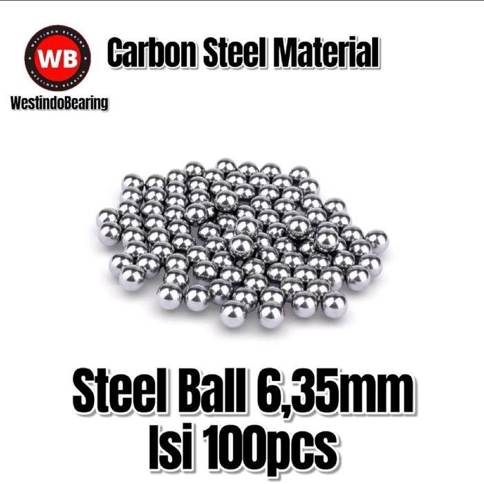 Steel Ball 6,35mm Bola Besi Gotri Bearing Isi 100pcs