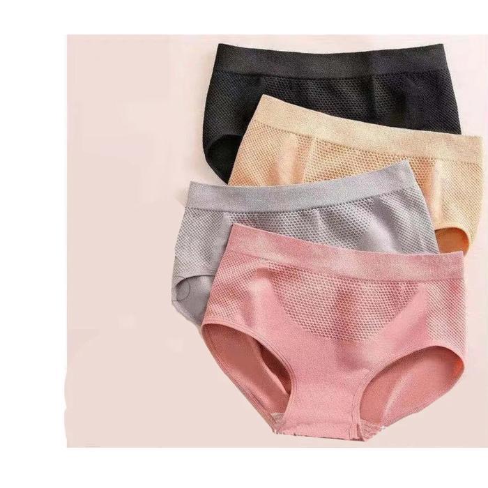 Celana Dalam Wanita jumbo Bahan Katun Briefs Elastis Seamless Mid Waist CD Wanita 156 Transparan