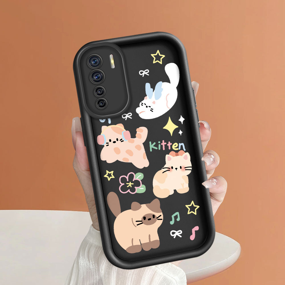Casing Hp Untuk OPPO Reno 3 A91 Phone Kesing Softcase Case Cute Cat TY 6143