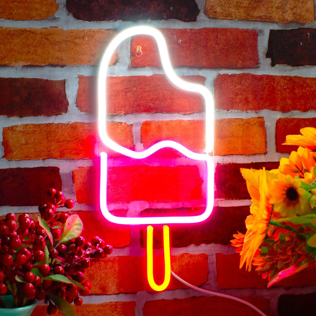 Popsicle Neon Sign,Ice Cream LED Neon Sign,Gift for Ice Cream Shop,Big Size Dessert Shop Sign,Cafe