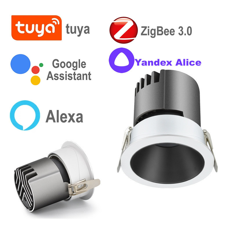 Zigbee Tuya Smart Recessed Ceiling Led Spot Light Led Dimmable Ceiling Lamp Alice Alexa Home Kitchen