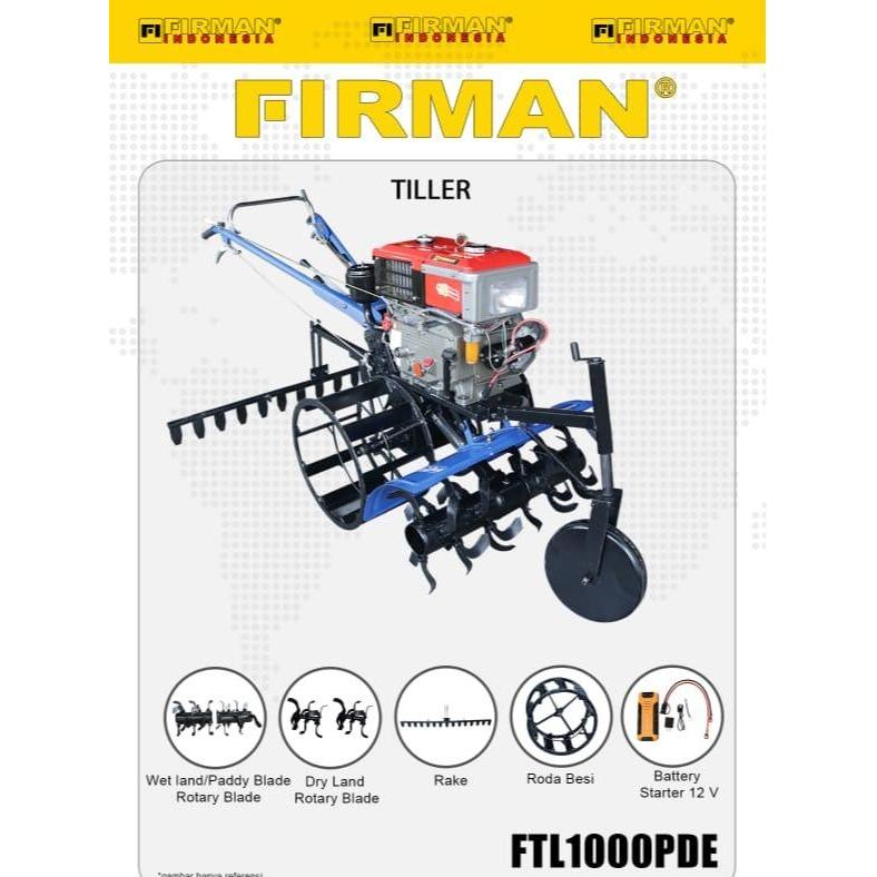 Mesin Cultivator Traktor Firman FTL1000PDE - Mesin Bajak Sawah Tiller FIRMAN