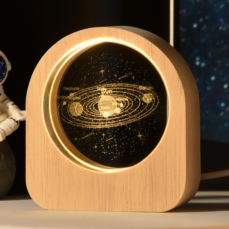 Mystery stars crystal night light 3D laser-micro-engraving crystal light creative festival gift