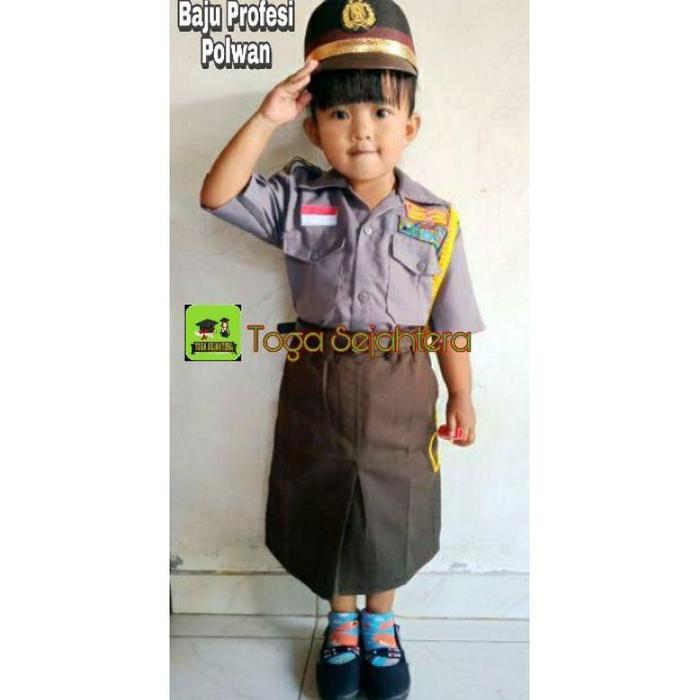 PROFESI POLWAN/KOSTUM POLISI Baju Profesi Polisi Wanita Anak Kostum Polwan Lengkap - Size 2 POLWAN/K