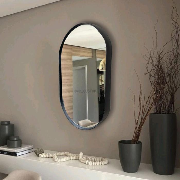 Cermin oval 40x25/ Cermin gantung/Cermin Rias/Cermin oval 100% kaca asli Aesthetic