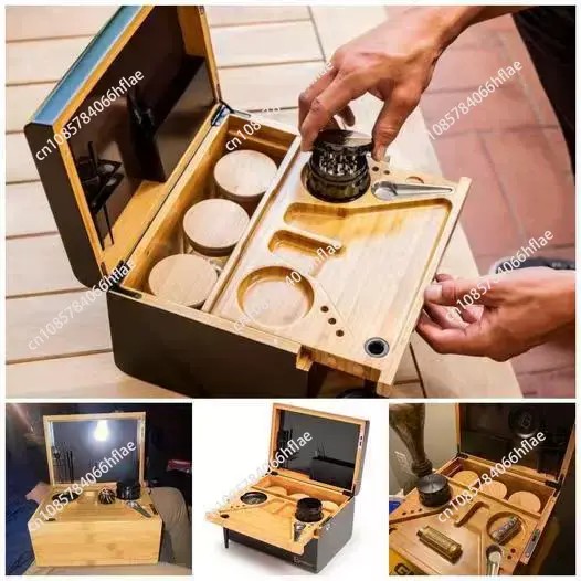 Bamboo Storage Box With Lock Candy Storage Box Movable Tray Tea Cigarettes Operationed Trays Cut