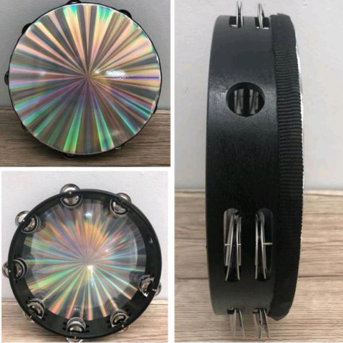 Alat musik tamborin hologram kecrekan tambourine 8"