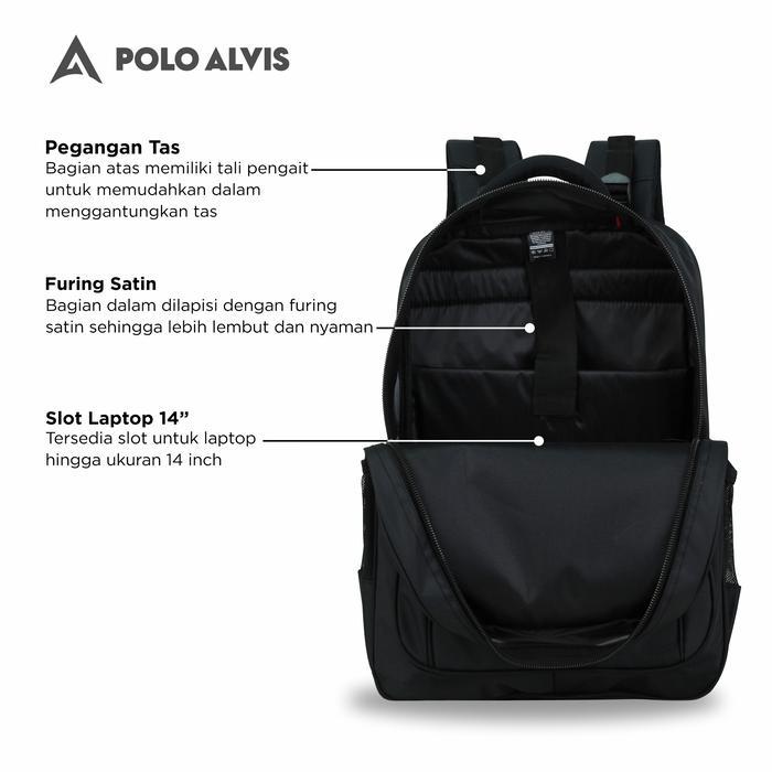 Polo Alvis - Pro Eternal Tas Ransel Pria Sekolah Smp Sma Kerja Nilon Alto Backpack Laptop 20 Inch