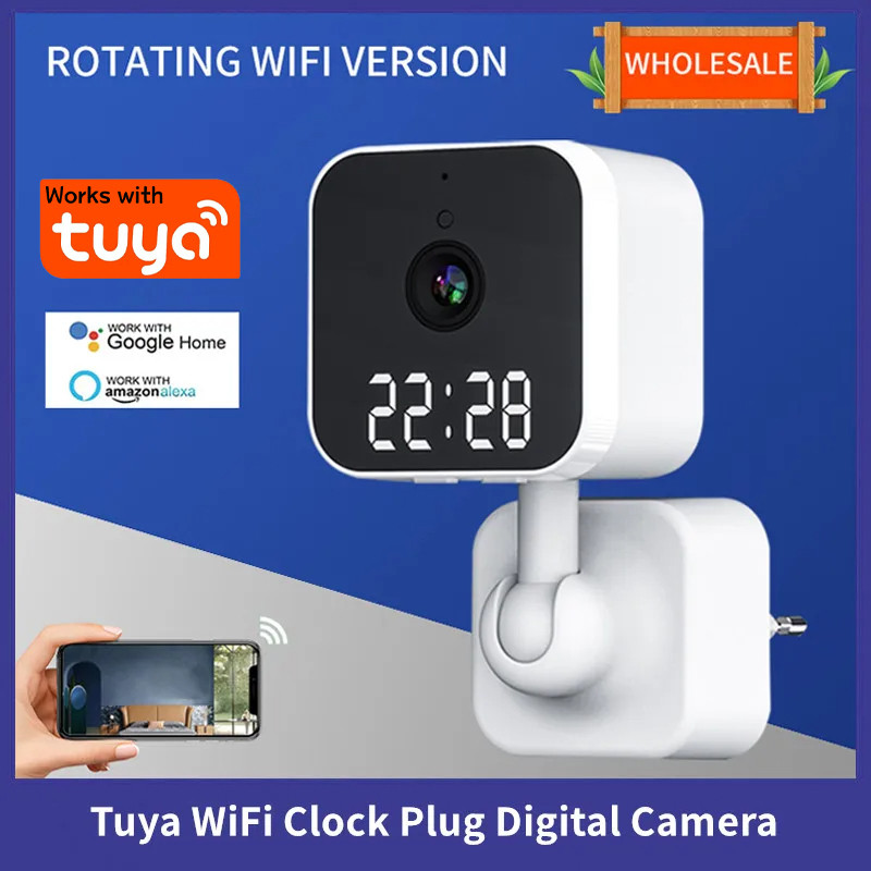 Tuya WiFi Surveillance Camera Home Clock Plug Digital Camera Graffiti Smart HD Wireless Camera