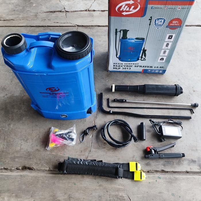 ` Sprayer H&L HLP 3013 Tangki Alat Semprot Obat Hama Manual Elektrik Cas Charger Battery 2 in 1