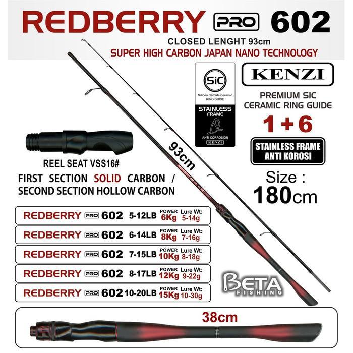 Rod Joran Kenzi Joran Redberry Pro 602 Bahan Japan Solid Carbon Kenzi Sic