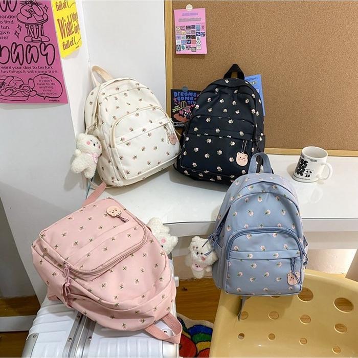Elizabeth - Mismi Wales Bag Tas Ransel Wanita Korea Little Flower School Backpack Perempuan Stylish