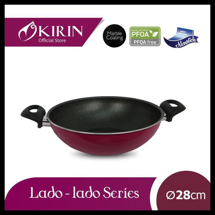 Kirin Wajan Penggorengan Teflon Marble Wok Lado Lado 28 cm Teflon