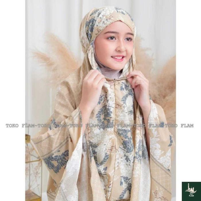 New Mukena Anak Tanggung Alena 2In1 Resleting Katun Travel