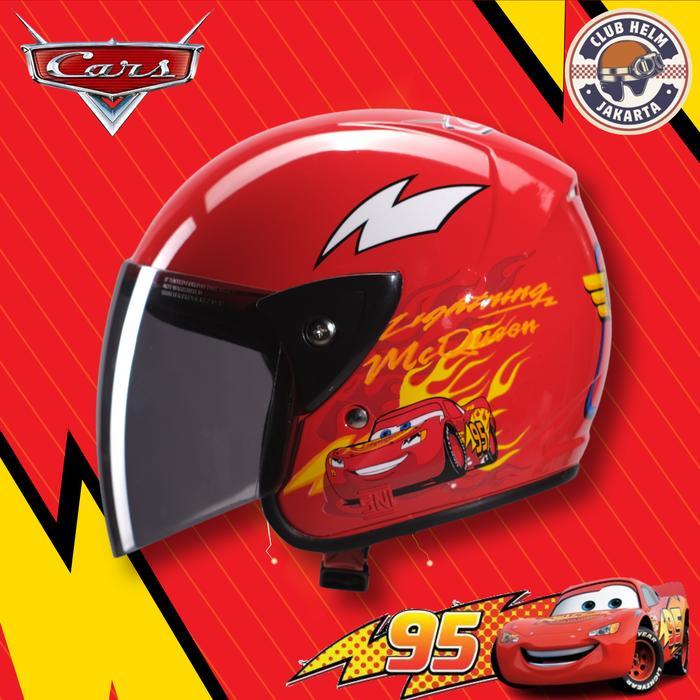 Helm Anak Junior Half Face Karakter Mobil Cars Mcqueen Untuk Sepeda Motor