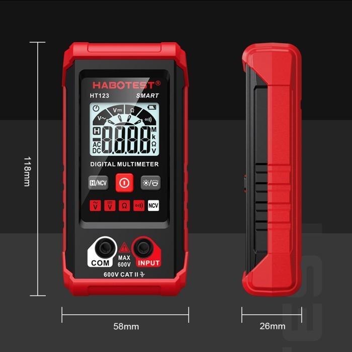 Habotest Id Multimeter Digital Otomatis 600V Pengukur Tegangan Listrik Ac Dc Digital Multimeter