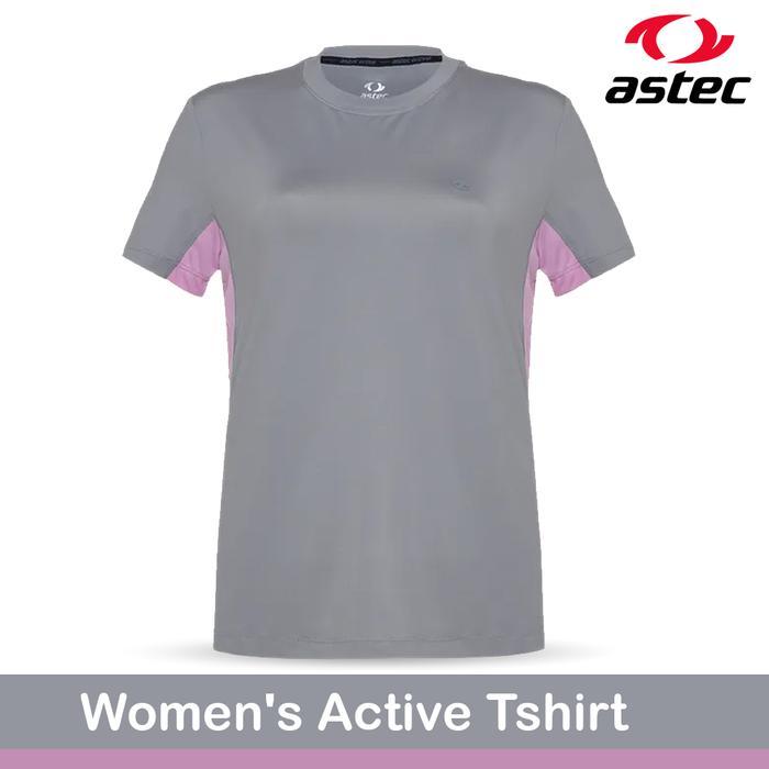 Badminton Astec Active Kaos Olahraga Wanita dengan Teknologi Cepat Kering Warna Abu-abu Ukuran M Act