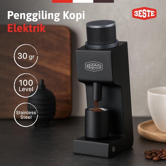TERLARIS Alat Penggiling Kopi Elektrik Coffee Grinder 30g 100W 160RPM Hitam 005 Trieste
