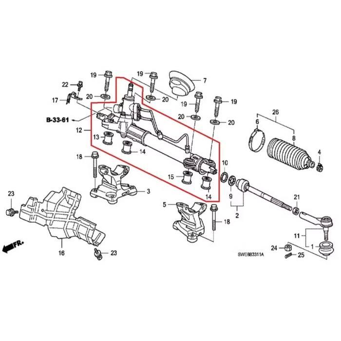 GEARBOX RACK STEER STIR HONDA CRV 2.4CC 2009 2010 2011 2012 ORI OK.