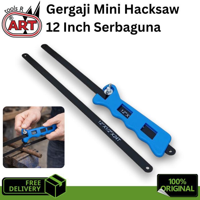 Gergaji Besi Mini Hacksaw 12 Inch Set Gagang Plastik Fleksibel 2 Mata Untuk Kayu PVC Bonsai