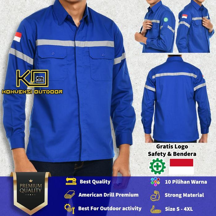 Baju Seragam Atasan Kemeja Safety Wearpack Proyek Werpack K3 Biru