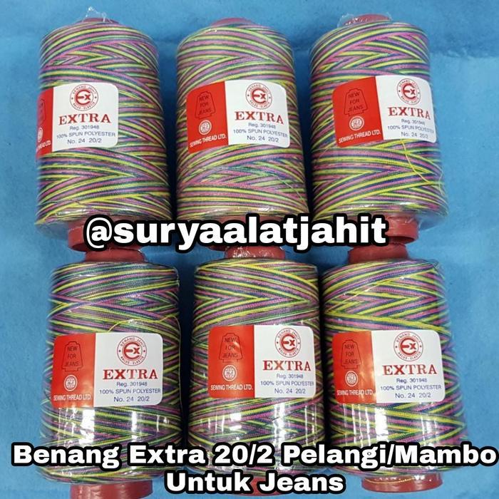 Benang Jahit Jeans 20/2 - 3000 Yard - Warna Pelangi