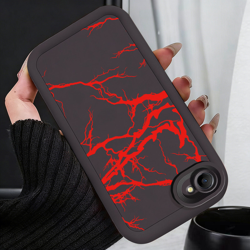 Casing Hp untuk OPPO A3 4G A3 5G A3X 4G A3X 5G A3 Pro 5G A80 5G Case Retakan lava merah Kasing silik