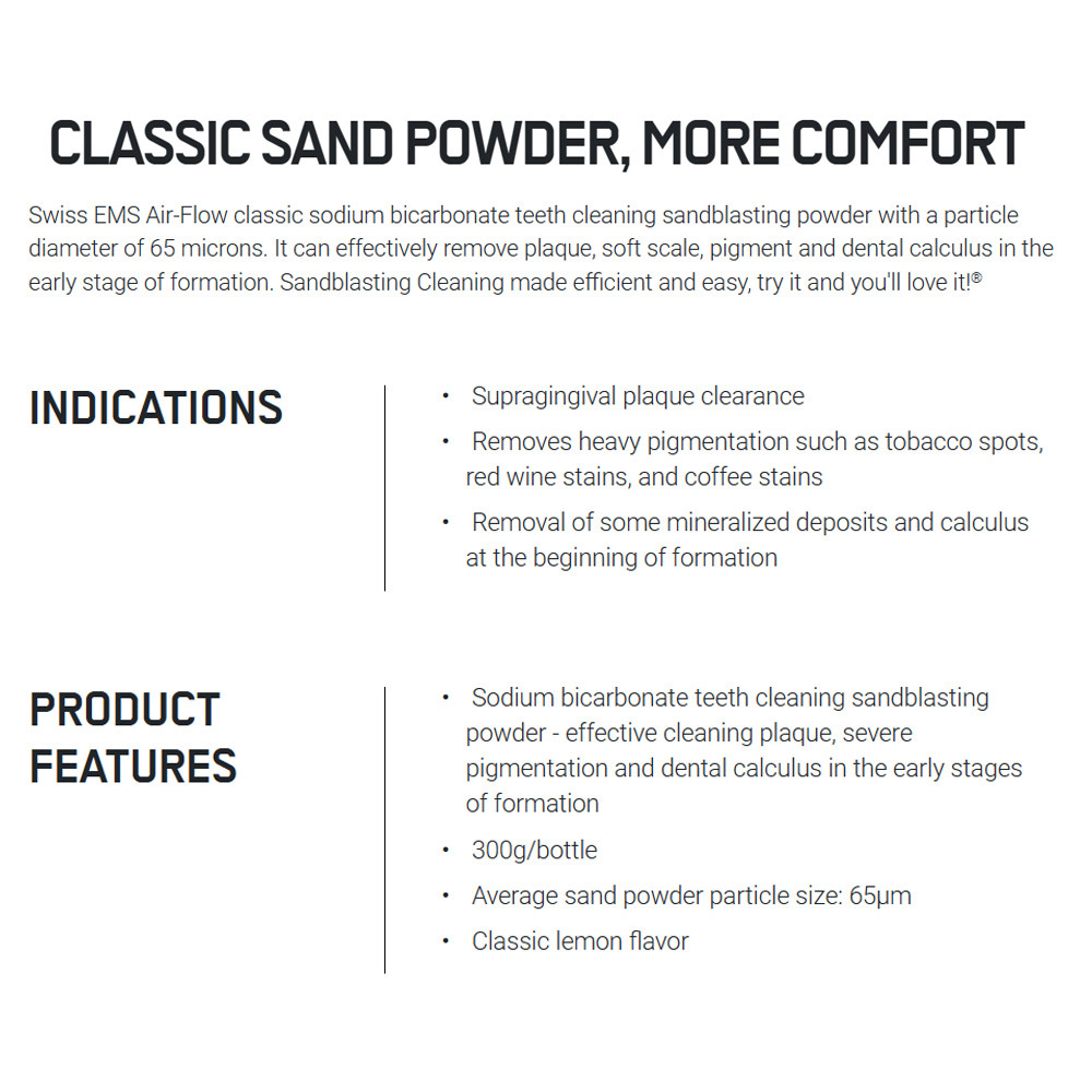Dental Material EMS Prophylaxis Powder AirFlow Classic Lemon Teeth Cleaning Polishing Sandblasting